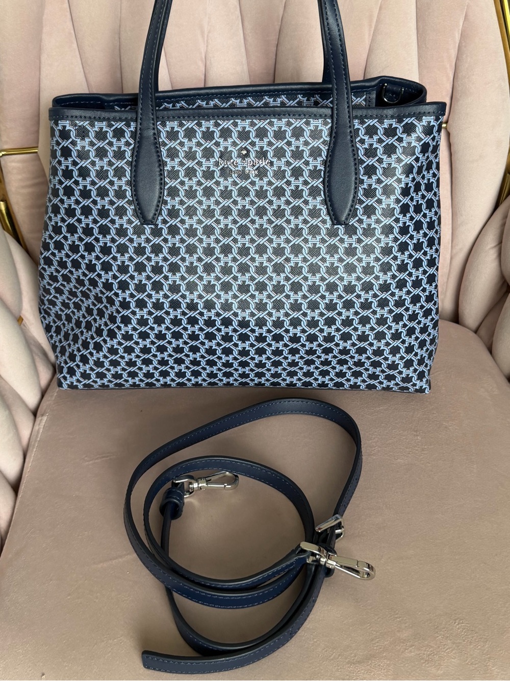 Kate Spade ♠️ New York Link Mini Tote Crossbody in Blue Multi - Picture 2 of 16